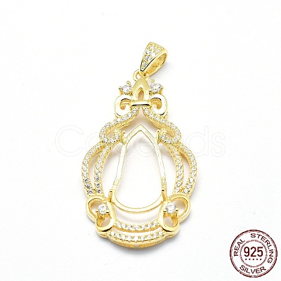 925 Sterling Silver Pendant Cabochon Open Back Settings STER-P044-02G-1