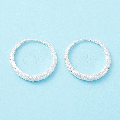 Textured 925 Sterling Silver Small Huggie Hoop Earrings EJEW-I260-29S-1