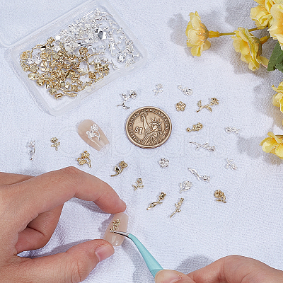 88Pcs 22 Styles Flower Alloy Cabochons FIND-SP0004-78B-1