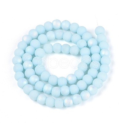 Frosted Opaque Glass Beads Strands GLAA-T032-P6mm-MBB10-1