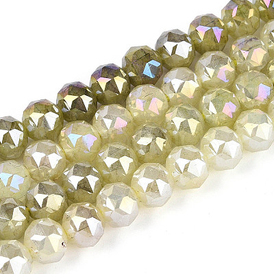 Anti-Tarnish Electroplate Glass Beads Strands GLAA-N064-8mm-12-1