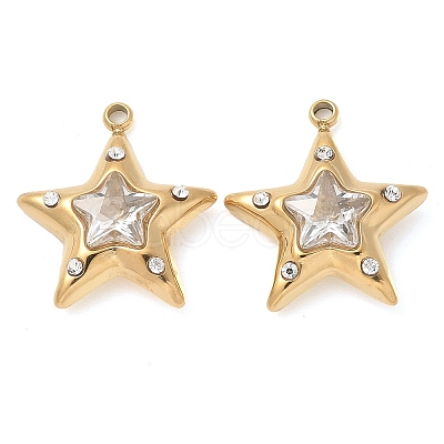 304 Stainless Steel with Rhinestone Charms STAS-Q345-13G-1