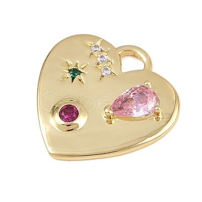 Brass Micro Pave Cubic Zirconia Pendants X-KK-I352-278G-1