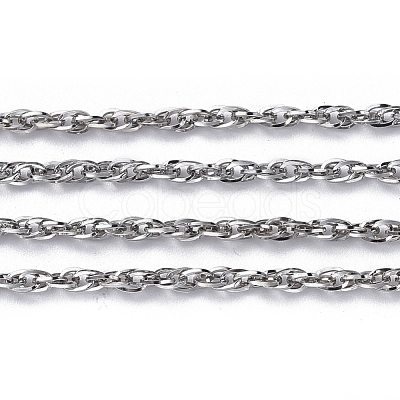 Non-Tarnish 3.28 Feet 304 Stainless Steel Rope Chains X-CHS-F003-05P-A-1