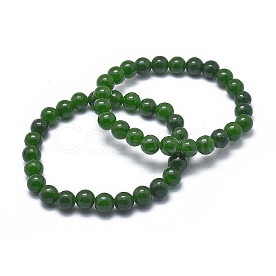 Natural TaiWan Jade Bead Stretch Bracelets X-BJEW-K212-B-019-1