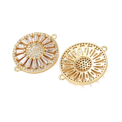 Brass Pave Clear Cubic Zirconia Connector Charms CU-CBA4579-06G-B-1