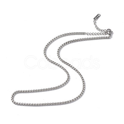 Non-Tarnish 304 Stainless Steel Box Chain Necklace for Men Women NJEW-K245-020B-1