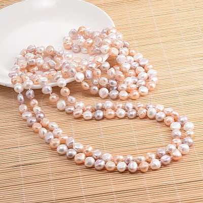 Natural Pearl Nuggets Beaded Necklace NJEW-P126-A-01C-01-1