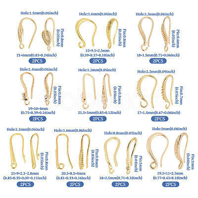 20Pcs 10 Styles Brass Earring Hooks KK-TA0002-46-1