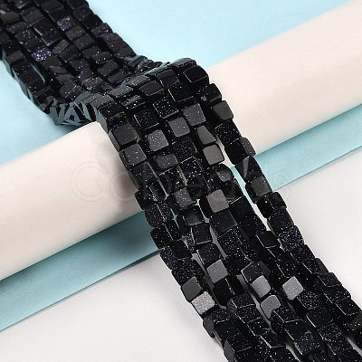 Synthetic Blue Goldstone Beads Strands G-G002-A07-1
