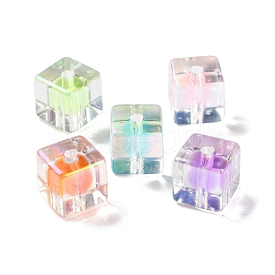 UV Plating Iridescent Transparent Acrylic Beads OACR-H112-09A-1