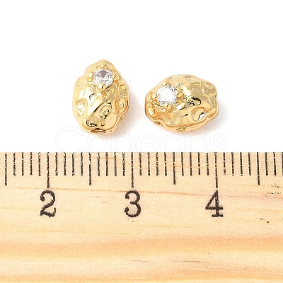 Brass Micro Pave Clear Cubic Zirconia Bead KK-U064-11G-1