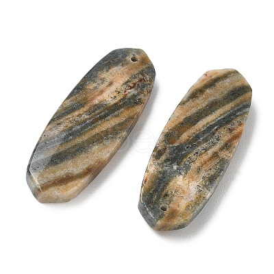 Natural Indian Green Line Jasper Pendants G-Z151-02B-1