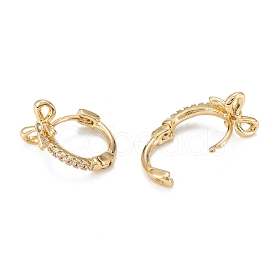 Brass Micro Pave Clear Cubic Zirconia Hoop Earrings EJEW-H126-13G-1