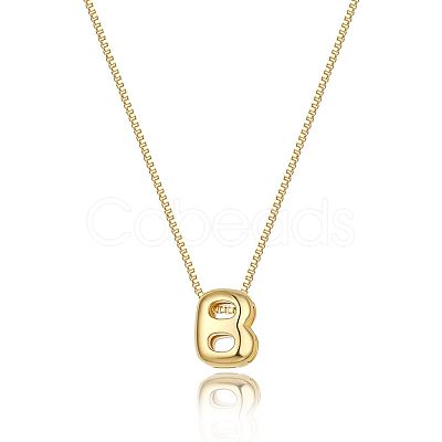 Brass Initial Pendant Box Chain Necklaces for Women FS-WG5C822-02-1