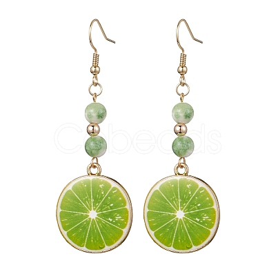 Real 18K Gold Plated Alloy Enamel Dangle Earrings EJEW-JE05667-05-1