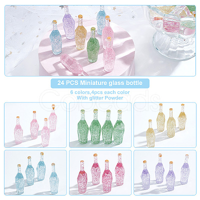 Olycraft 24Pcs 6 Colors Dummy Bottle Transparent Resin Cabochon RESI-OC0001-58-1