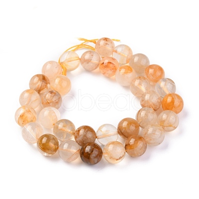 Natural Yellow Hematoid Quartz/Golden Healer Quartz Beads Strands G-M369-04A-1