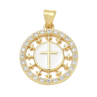 Religion Cross Brass Micro Pave Clear Cubic Zirconia Pendants CU-CBA83A6-03E-G02-1