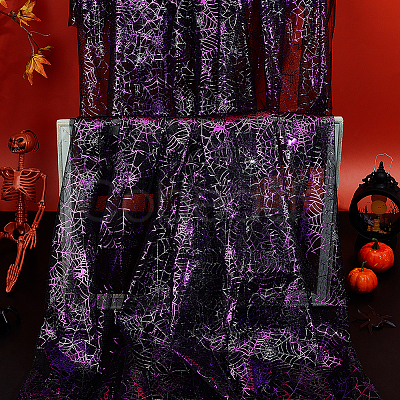 Halloween Theme Polyester Mesh Fabric DIY-WH0661-37B-1