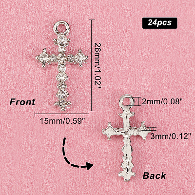 24Pcs Alloy Rhinestones Pendants ALRI-FH0001-02-1