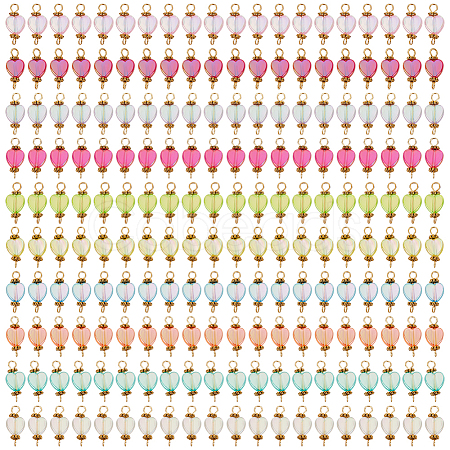 200Pcs 10 Colors Transparent Acrylic Pendants PALLOY-GO00013-1