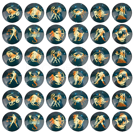 48pcs 12 Style Glass Cabochons GLAA-AR0001-11-1