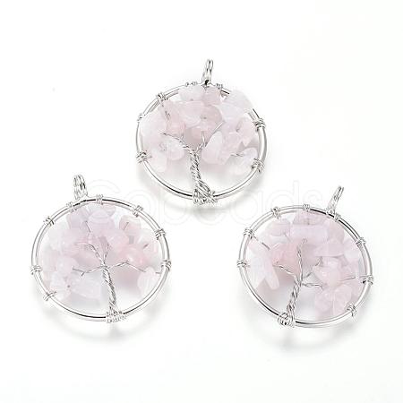 Natural Rose Quartz Pendants G-E419-08P-1