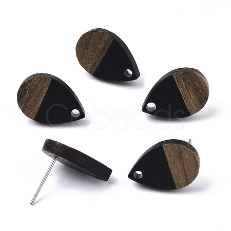 Resin & Walnut Wood Stud Earring Findings X-MAK-N032-002A-B01-1