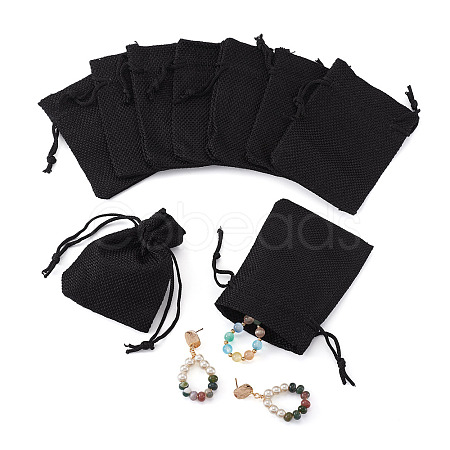 20Pcs Rectangle Polyester Imitation Burlap Packing Pouches Drawstring Bags ABAG-TA0001-95D-1