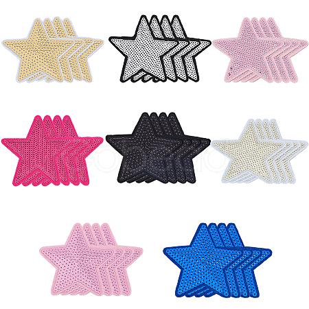 32Pcs 8 Colors Computerized Embroidery Cloth Self Adhesive Patches PATC-HS0001-07-1