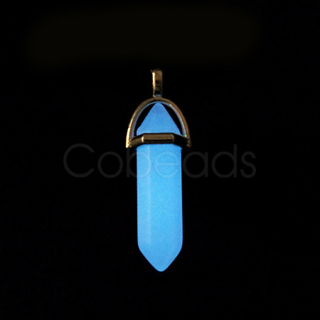 Bullet Pointed Synthetic Luminous Stone Pendants LUMI-PW0001-055-A-1