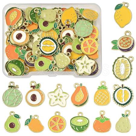 60Pcs 15 Styles Fruit Alloy Enamel Charms ENAM-FS0003-54-1