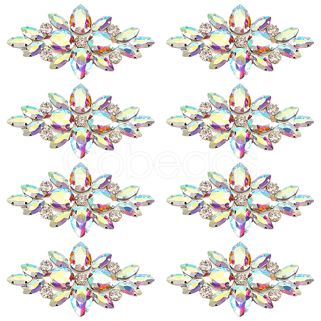 8Pcs Glass Cabochons(Hot Melt Adhesive On The Back) GGLA-FG0001-07A-1