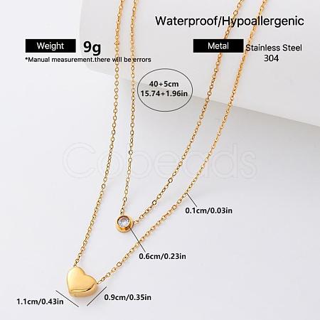 304 Stainless Steel Pendant Double Layer Necklaces BE8835-1-1