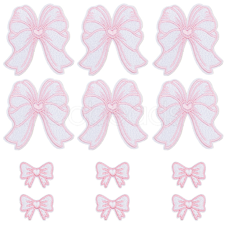 12Pcs 2 Styles Bowknot Polyester Iron on/Sew on Patches DIY-CY0001-15-1