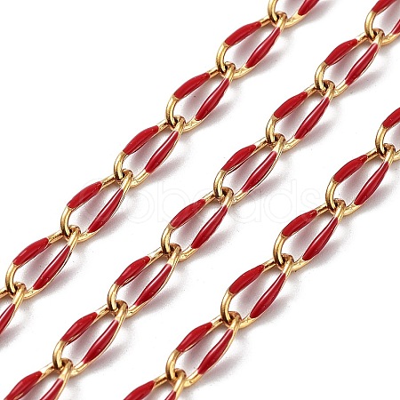Ion Plating(IP) 304 Stainless Steel Enamel Twisted Oval Link Chains CHS-K019-02G-04-1