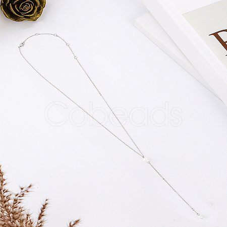 1Pc Stainless Steel Cable Chains Lariat Necklace NJEW-LP0004-29S-1