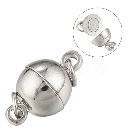 Platinum Brass Magnetic Clasps with Loops X-KK-MC020-NF-1