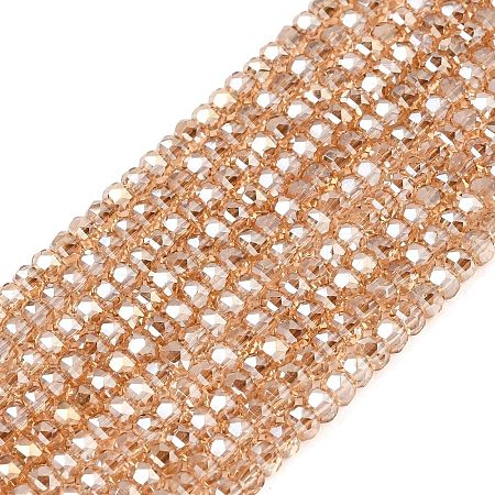 Electroplate Glass Beads Strands GLAA-Q105-03O-1