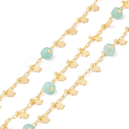 Natural Flower Amazonite Column Beaded Chains CHC-K012-02G-11-1