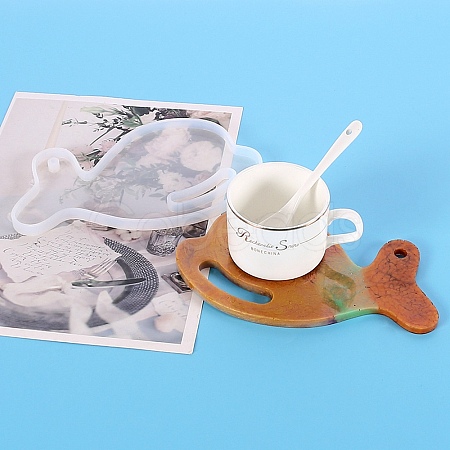 Dolphin Shaped Silhouette Silicone Cup Mat Molds DIY-I065-02-1