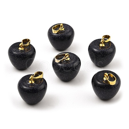 Synthetic Blue Goldstone Teacher Apple Charms G-Z022-02G-G-1