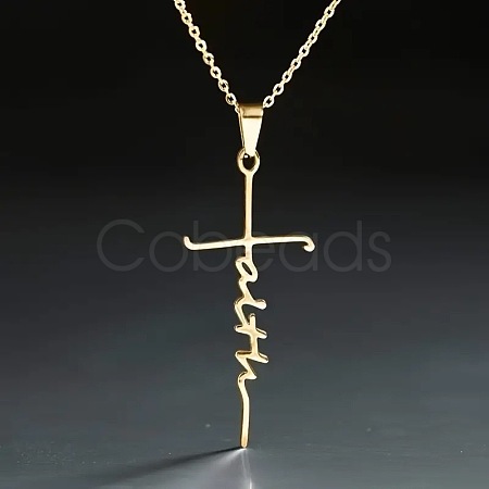 Faith Cross Alloy Pendant Necklaces for Women Men WG8C2EA-01-1