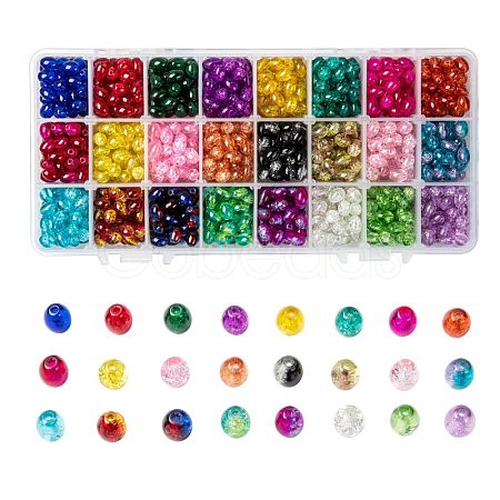 24 Colors Transparent Crackle Glass Beads CCG-JP0001-01C-1