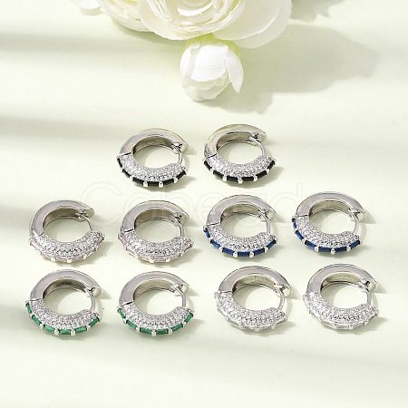 Brass Micro Pave Cubic Zirconia Hoop Earrings KK-CBA8324-22P-1