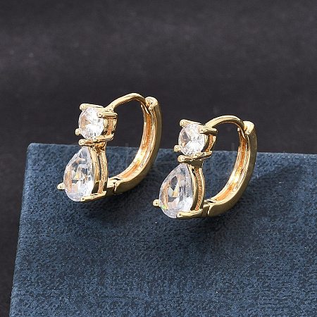 Brass Pave Cubic Zirconia Hoop Earrings KK-CBACA55-17G-1