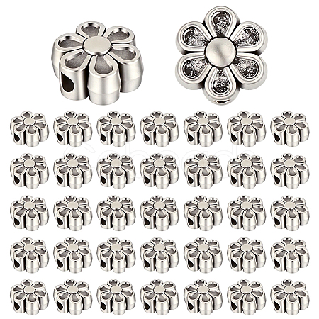 6 Starnds Tibetan Style Flower Alloy Bead Strands TIBEB-ME0001-12-NR-1