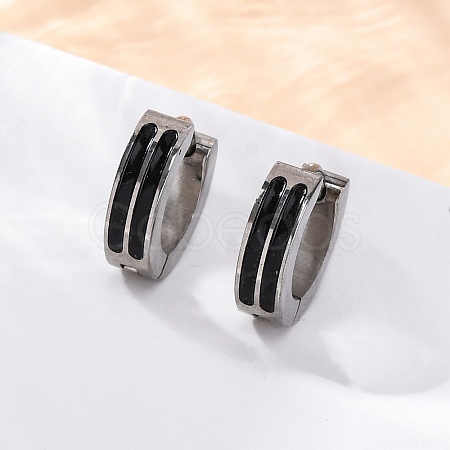 304 Stainless Steel with Enamel Hoop Earrings EJEW-M001-21C-P-1