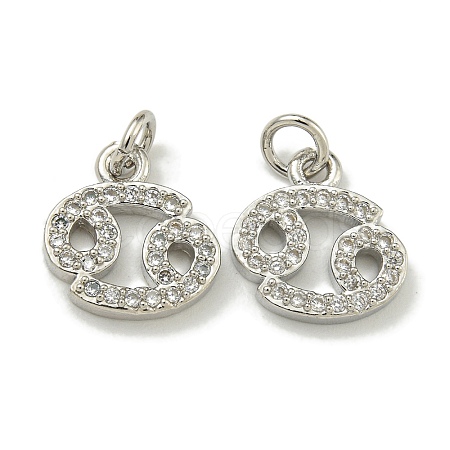 Rack Plating Brass Micro Pave Cubic Zirconia Pendants KK-K386-02J-P-1